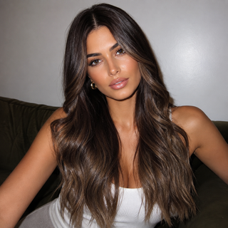 "Brooke" - Wavy Ombre Brown Wig with Bangs
