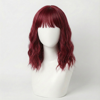 "Poppy" - Short Red Body Wave Wig with Bangs