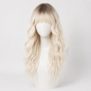 "Camille" - Rooted Blonde Wig with Bangs