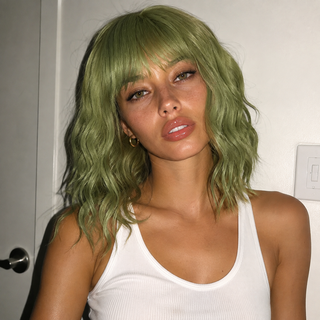 "Clover" -  Short Green Wig with Bangs