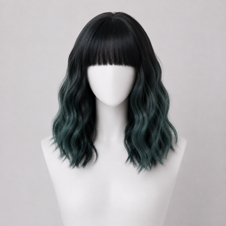 "Emerald" -  Short Green Wig with Bangs