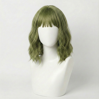 "Clover" -  Short Green Wig with Bangs