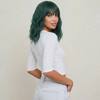 "Emerald" -  Short Green Wig with Bangs