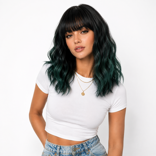 "Emerald" -  Short Green Wig with Bangs