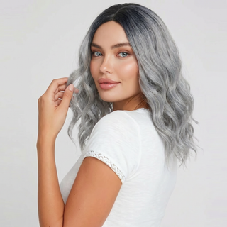 "Mona" - Short Grey Silver Wavy Wig