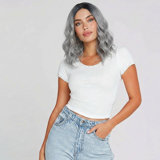 "Mona" - Short Grey Silver Wavy Wig