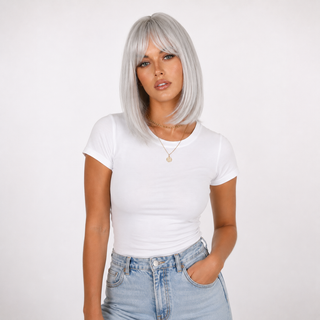"Yvette" - Short Silver Bob Wig
