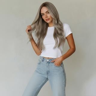 "Erika" - Long Silver Blonde Body Wave Wig
