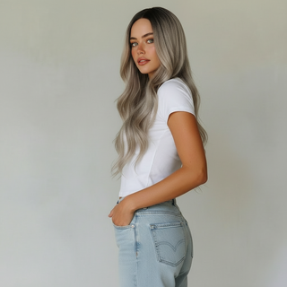 "Erika" - Long Silver Blonde Body Wave Wig