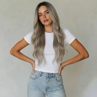 "Erika" - Long Silver Blonde Body Wave Wig