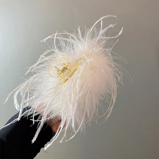Pince à cheveux de mariée en plumes de luxe blanches