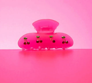 Hot Pink Y2K Cherry Hair Claw