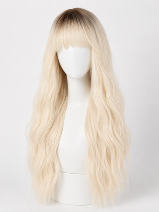 "Lily" - Long Blonde Body Wave Wig with Bangs