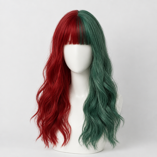 "Christmas" - Long Two Tone Red Green Wig With Bangs
