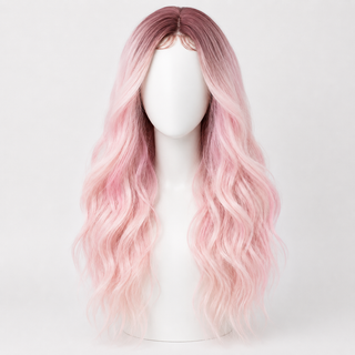 "Kristen" - Long Baby Pink Body Wave Lace Front Wig