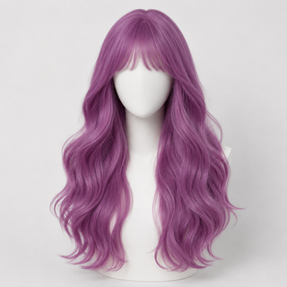 "Tiara" - Long Purple Wavy Wig with Bangs