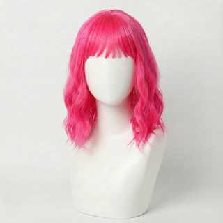 "Cerise" - Short Neon Pink Wig With Bangs