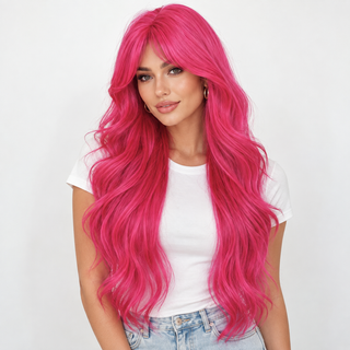 "Pippa" - Long Neon Pink Wig