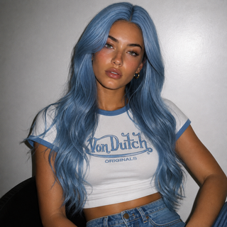 "Neptune" - Long Blue Wig with Loose Curls