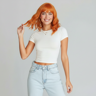 "Tangerine" - Short Orange Wig with Bangs