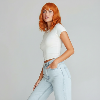 "Tangerine" - Short Orange Wig with Bangs