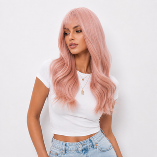 "Ashlee" - Baby Pink Wig With Bangs