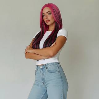 "Darian" - Pink & Black Layered Wig