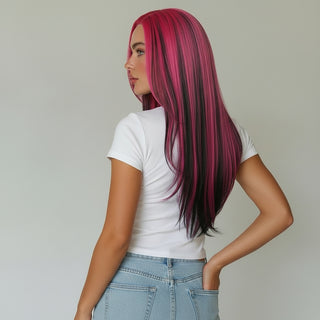 "Darian" - Pink & Black Layered Wig