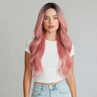 "Isabella" - Long Baby Pink Wavy Wig