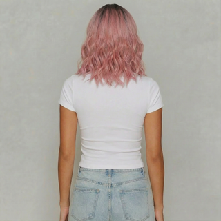 "Layla" - Short Baby Pink Wig with Bangs