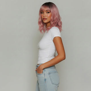 "Layla" - Short Baby Pink Wig with Bangs