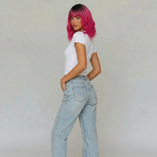 "Mimi" - Neon Pink Short Wavy Wig