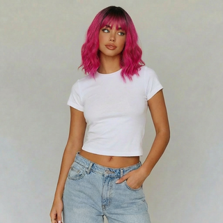"Mimi" - Neon Pink Short Wavy Wig