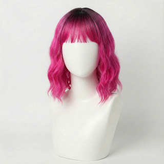 "Mimi" - Neon Pink Short Wavy Wig