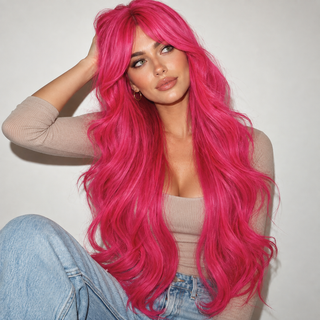 "Pippa" - Long Neon Pink Wig