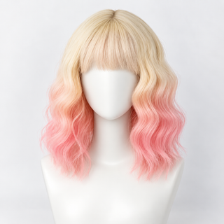 "Posie" - Pink Ombre Wig with Bangs