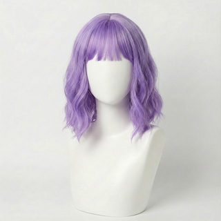 "Mira" -Short Pastel Purple Body Wave Wig with Bangs