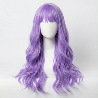 "Sabrina" - Long Purple Wavy Wig with Bangs