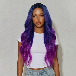 "Sapphire" - Long Two Tone Wig Ombre Purple Wig