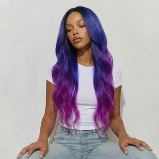 "Sapphire" - Long Two Tone Wig Ombre Purple Wig