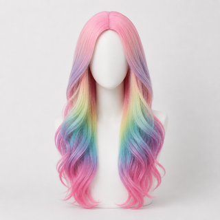 "Dream" - Long Wavy Neon Rainbow Wig