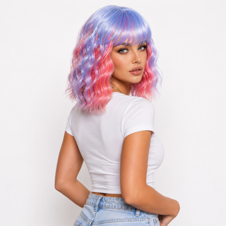 "Opal" - Pastel Rainbow Bodywave Wig with Bangs