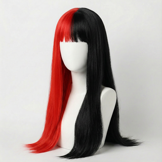 "Raven" - Split Dye Red Black Straight Wig