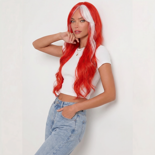 "North" - Long Red White Wig