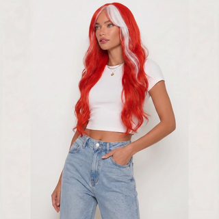 "North" - Long Red White Wig