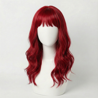 "Ruby" - Vibrant Red Body Wave Wig with Bangs