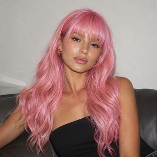 "Rosalie" - Long Pink Wig with Bangs