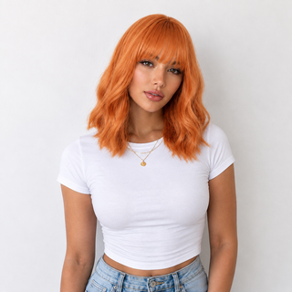 "Tangerine" - Short Orange Wig with Bangs