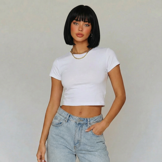 "Maya" - Short Black Bob Wig with Bangs