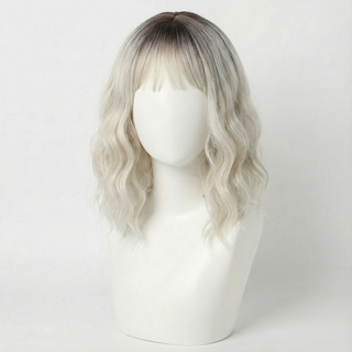"Lilah" - Short White Blonde Body Wave Wig with Bangs
